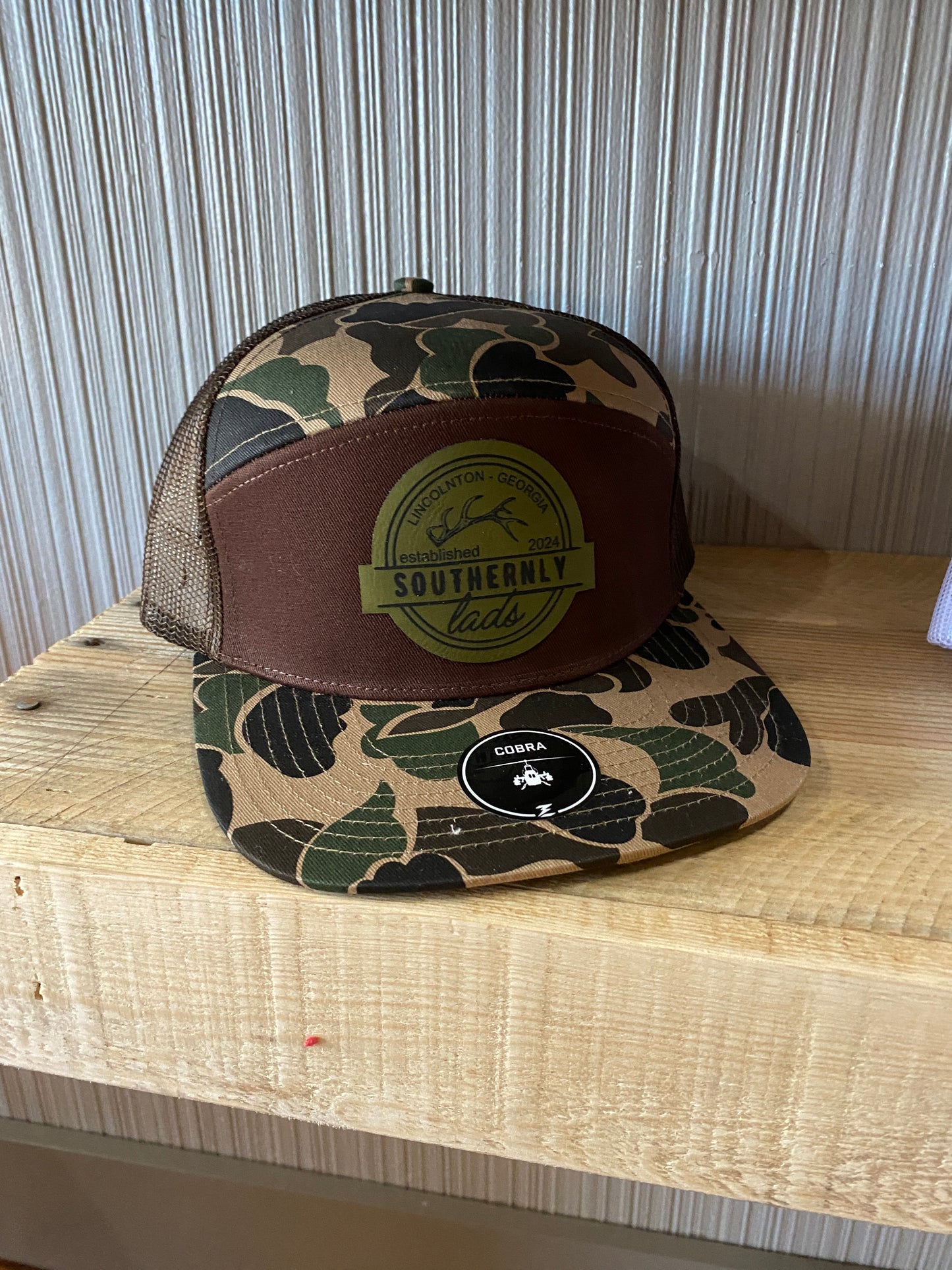 7 Panel Southernly Lads Leather Patch- Camo and Brown
