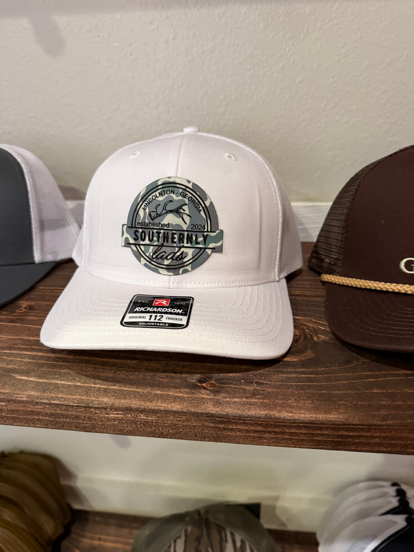 Southernly Lads Camo Leather Patch Hat- White