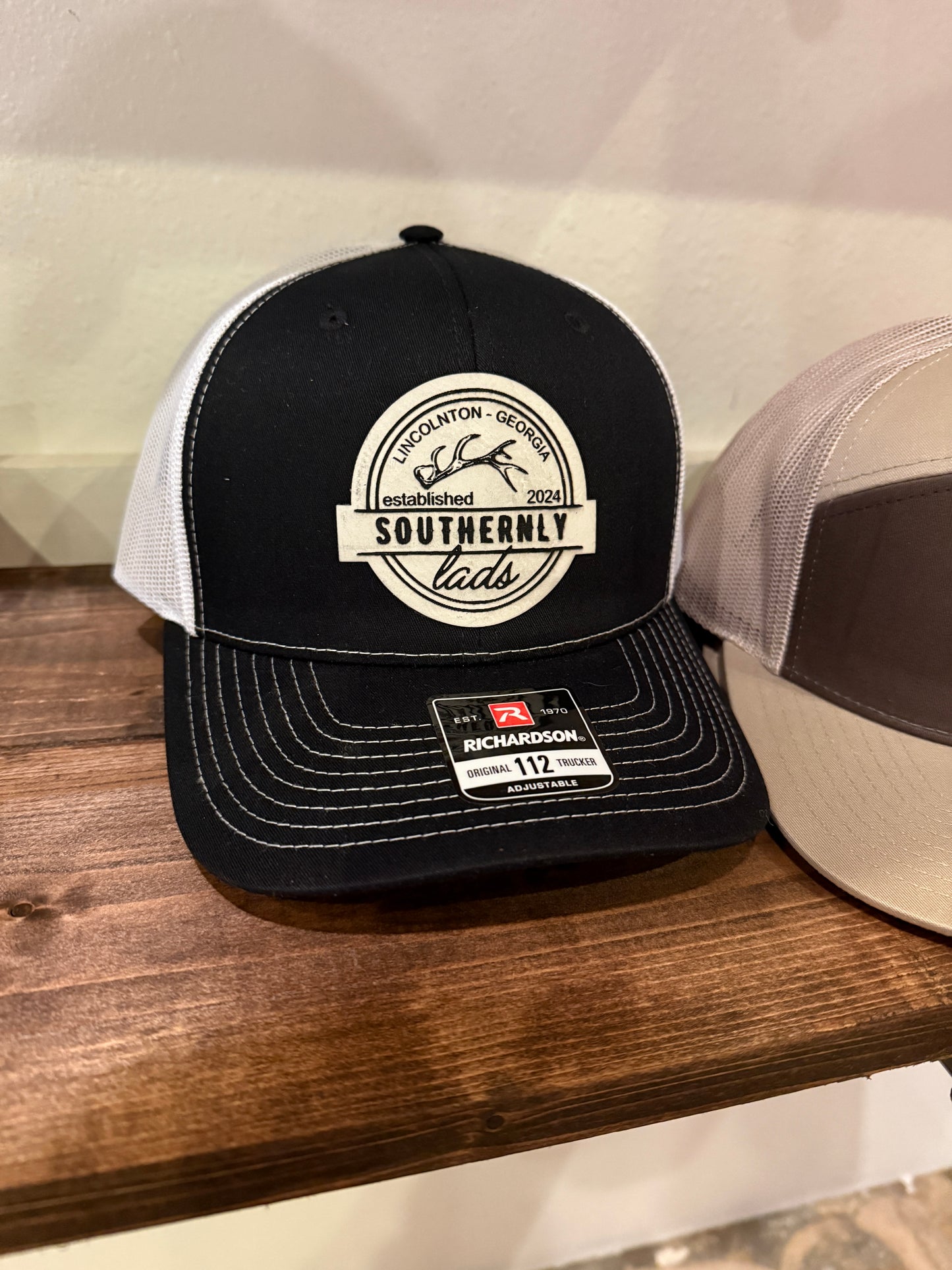 Southernly Lads Leather Patch Hat- Black and White