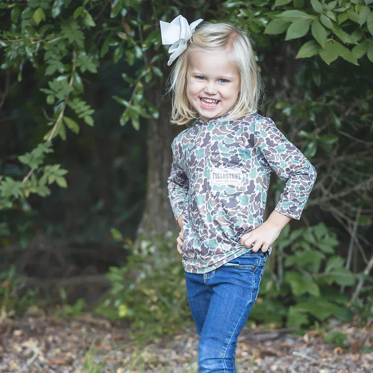 Youth Dri-Fit Pocketed Long Sleeve Tee- Camo