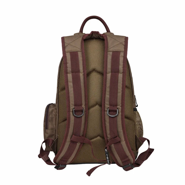 Brown Quilted Bookbag with Leather Patch