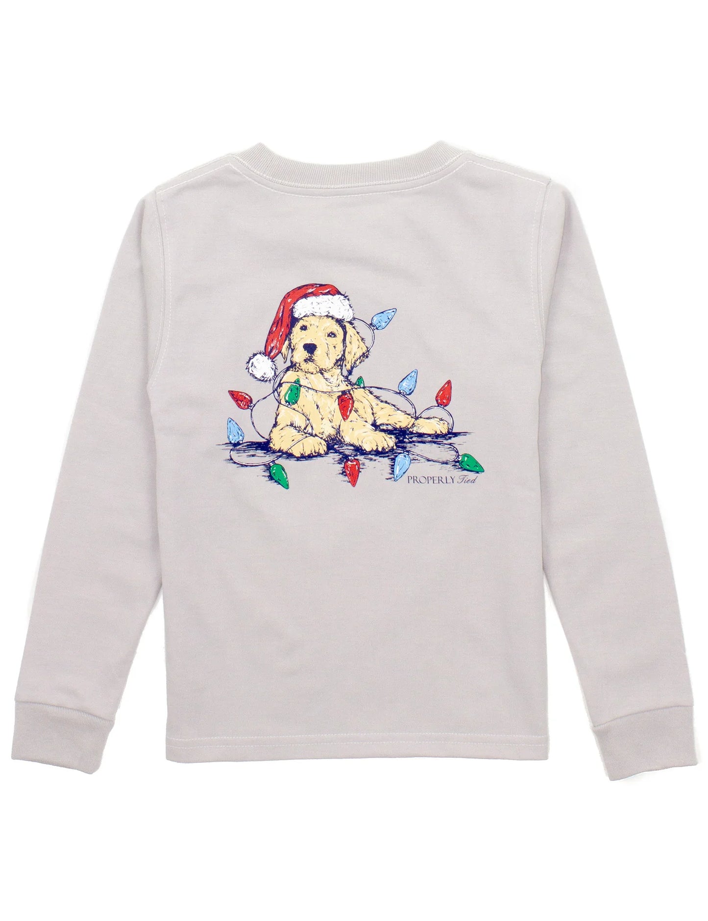 Boys Santa Paws Long Sleeve Tee- Ice Grey