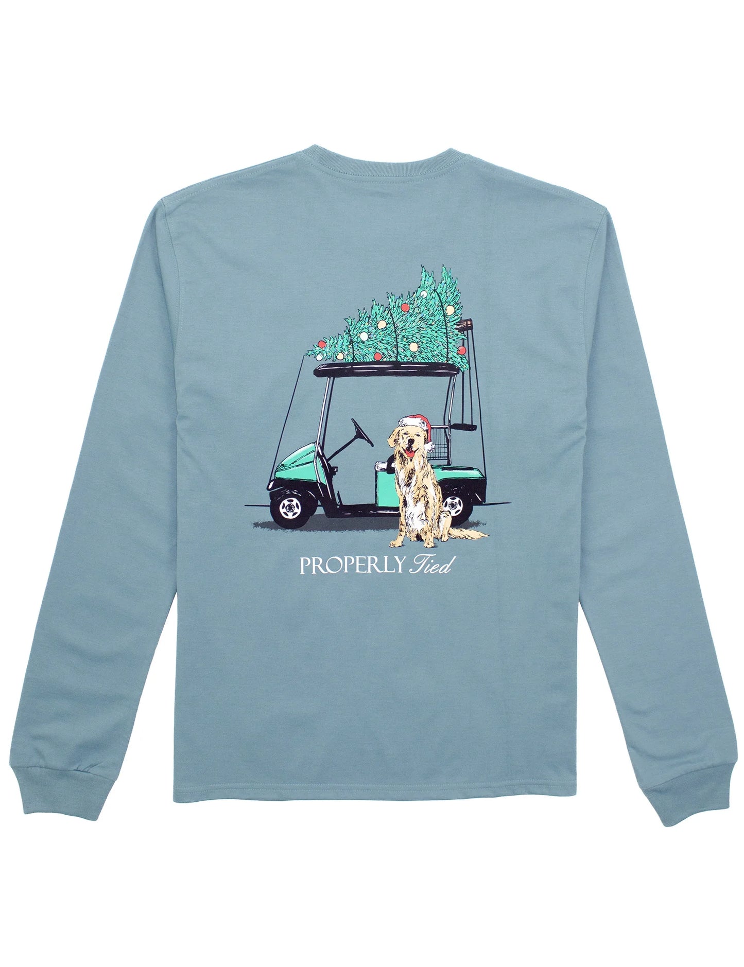 Santa's Caddy LS Tee - Steel Blue