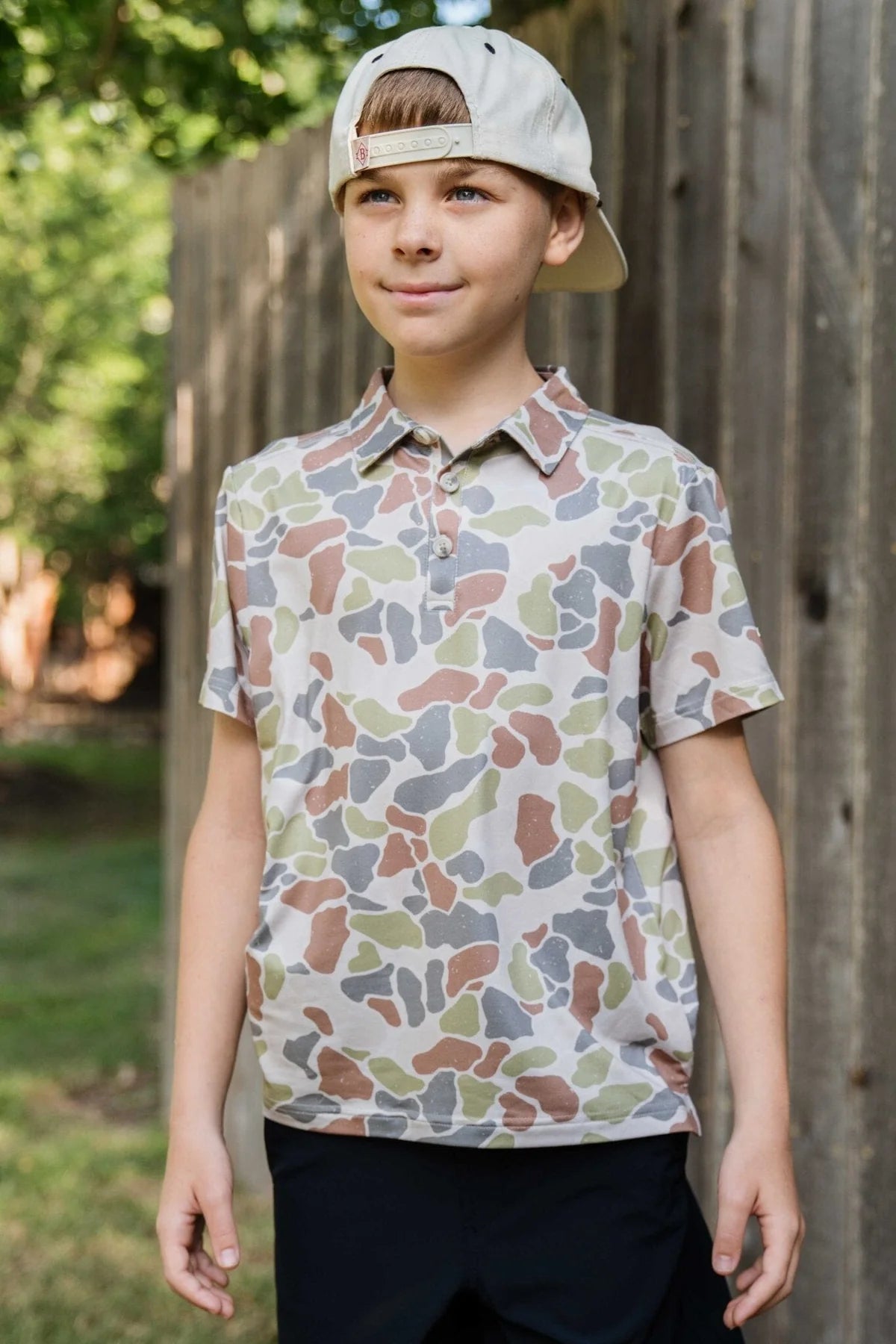 Youth Performance Polo- Driftwood Camo