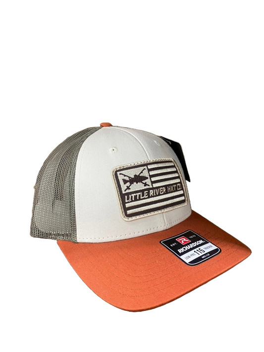Little River Rod and Reels Hat - Cream, orange, green