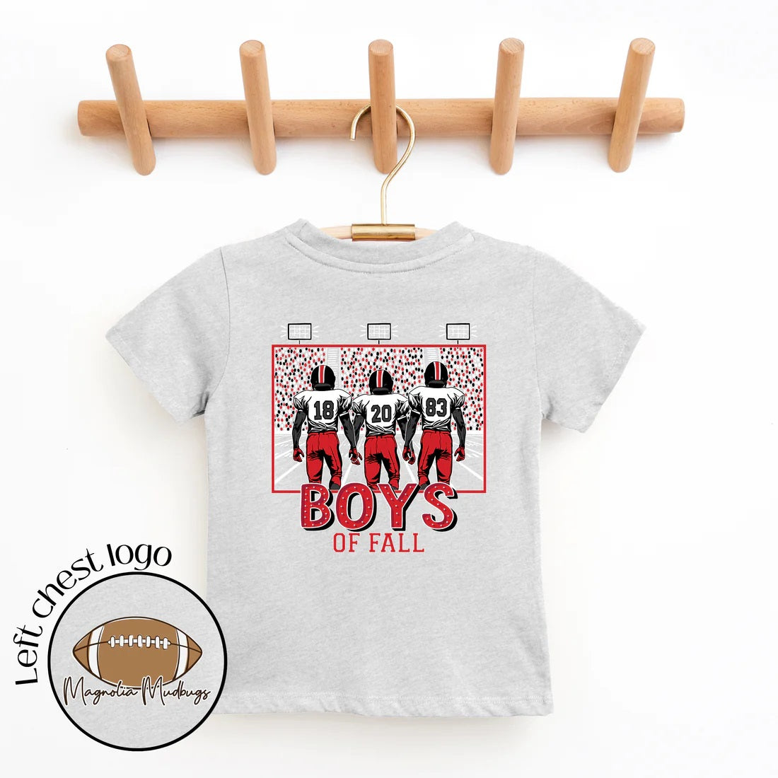 Boys of Fall Red/Blk Football Kids Tee