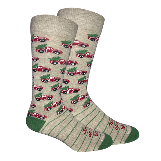 Brown Dog Jingle (Red Truck) Sock-Oatmeal