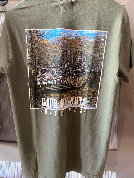 Jon Boat Ducks Tee- Green