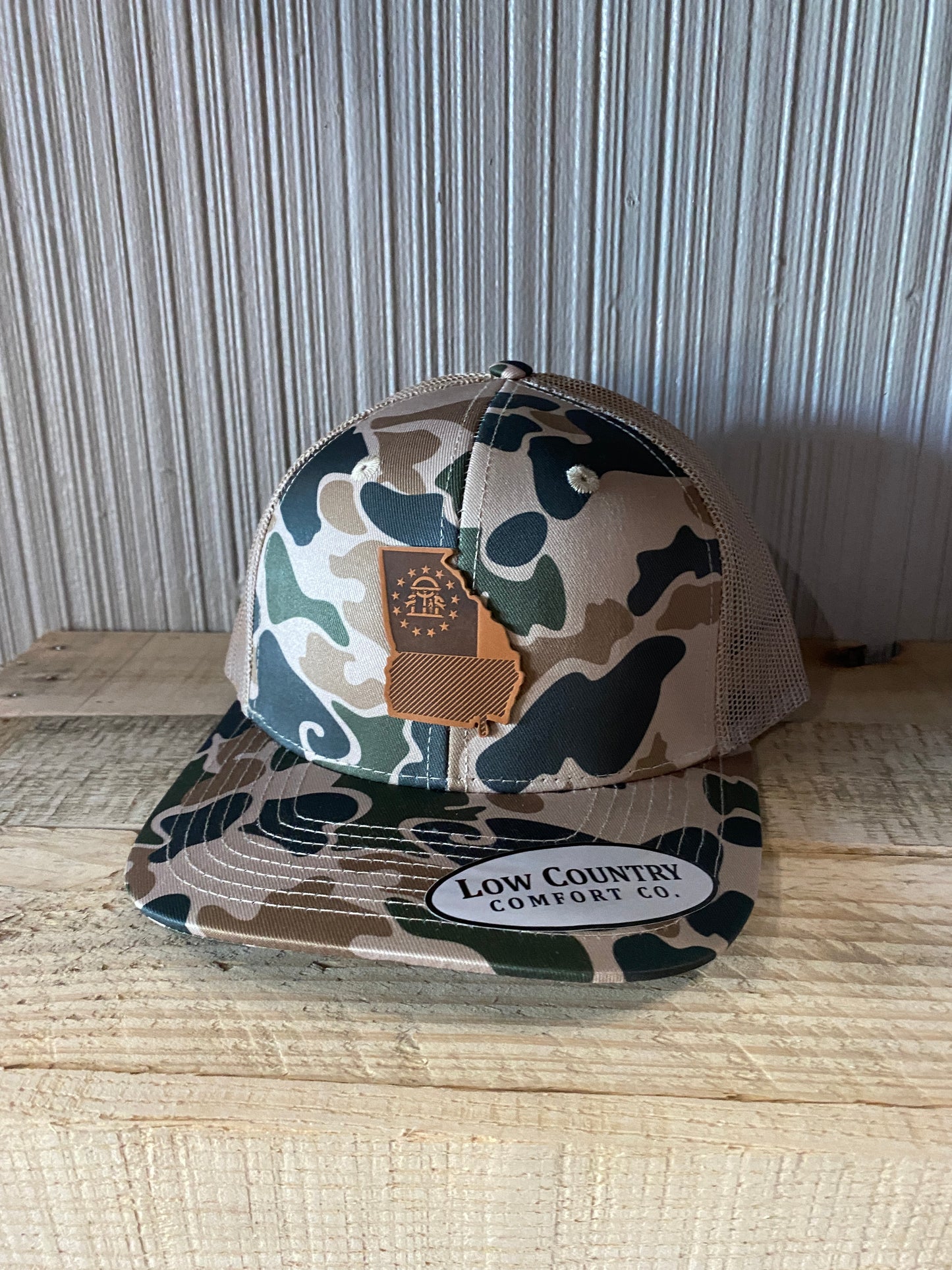 Georgia Flag Leather Patch Hat- Camo