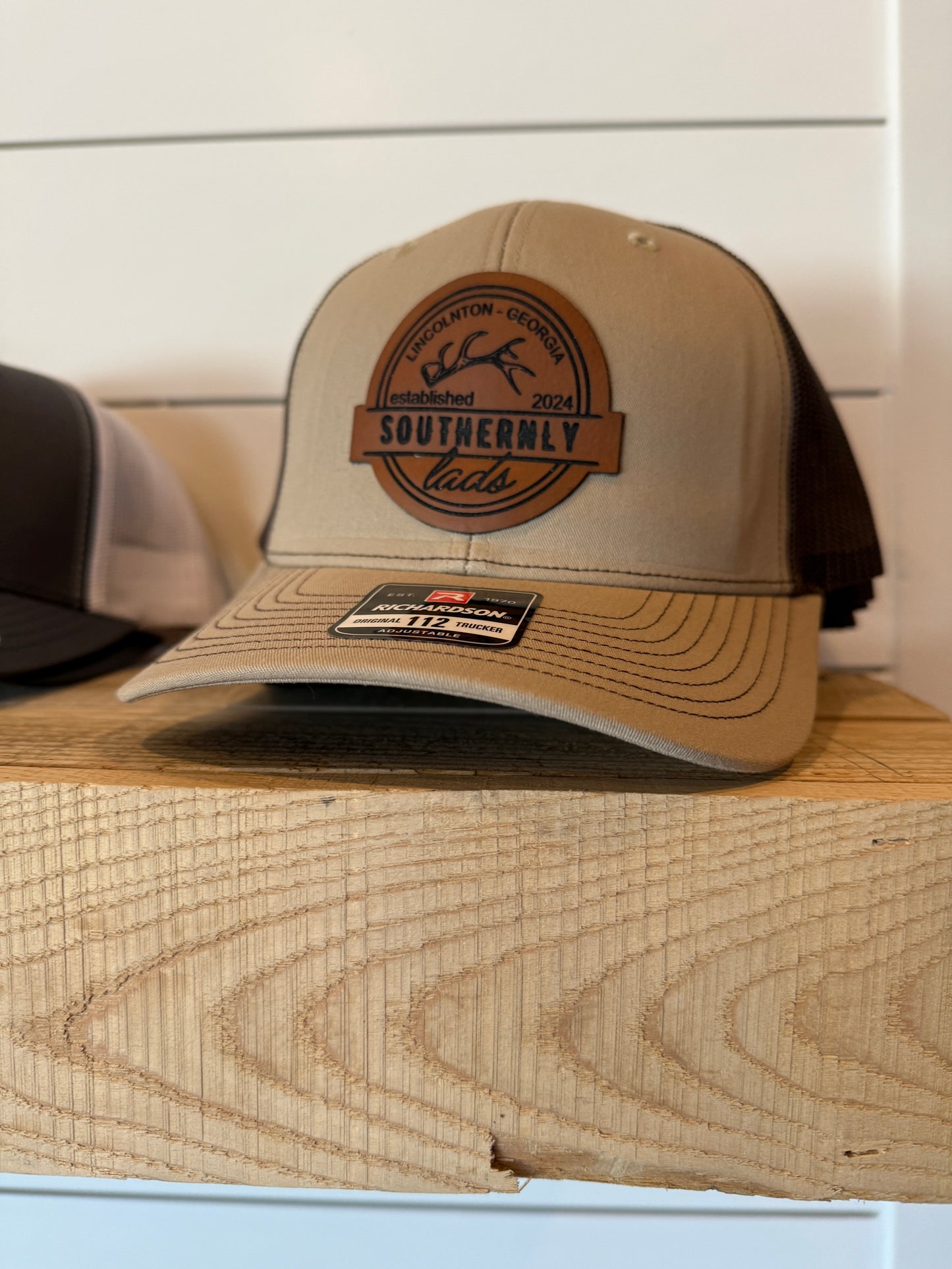Southernly Lads Leather Patch Hat- Khaki and Brown