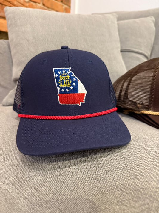 Georgia State Flag Rope Hat- Navy