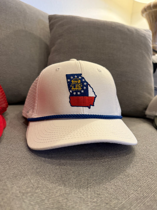 Georgia State Flag Rope Hat- White