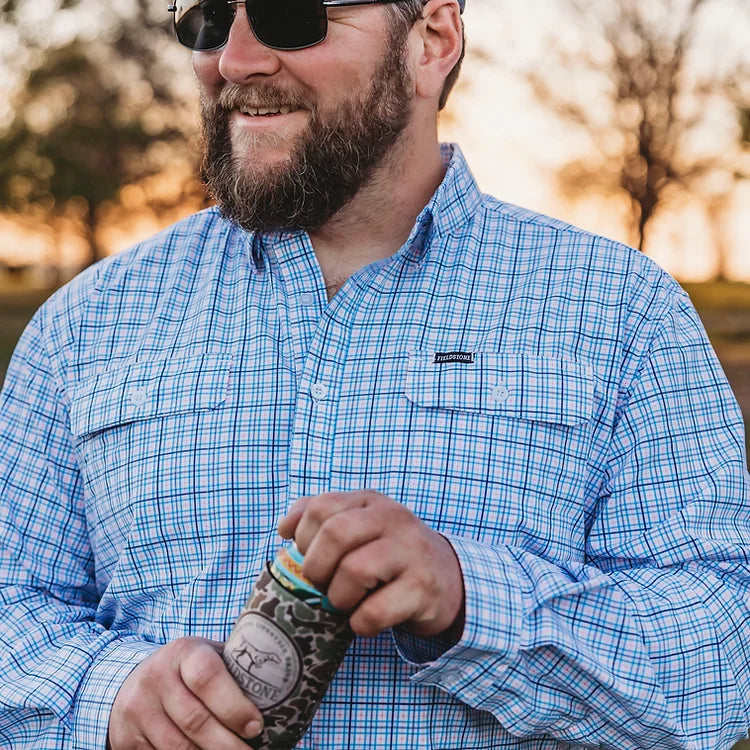 Long Sleeve Sportsman Button Down- Pink and Blue