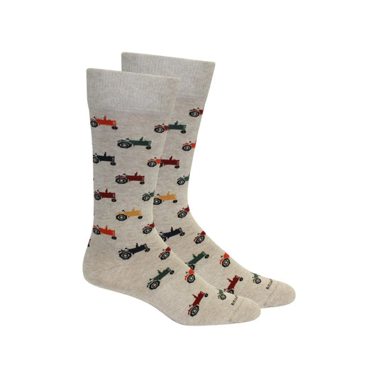 Brown Dog Tractor Sock - Oatmeal