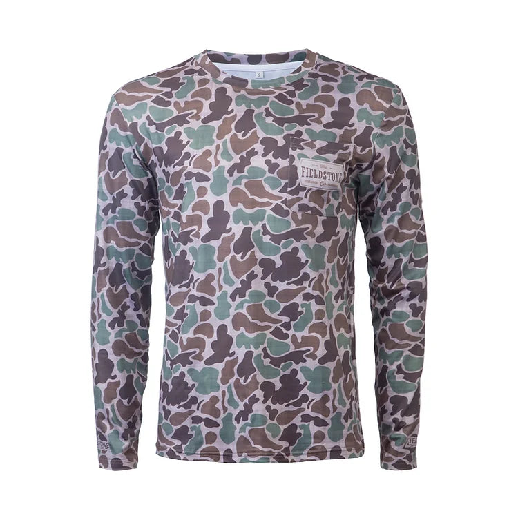 Youth Dri-Fit Pocketed Long Sleeve Tee- Camo