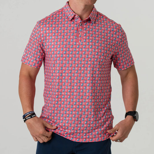 American Flag Print Performance Polo
