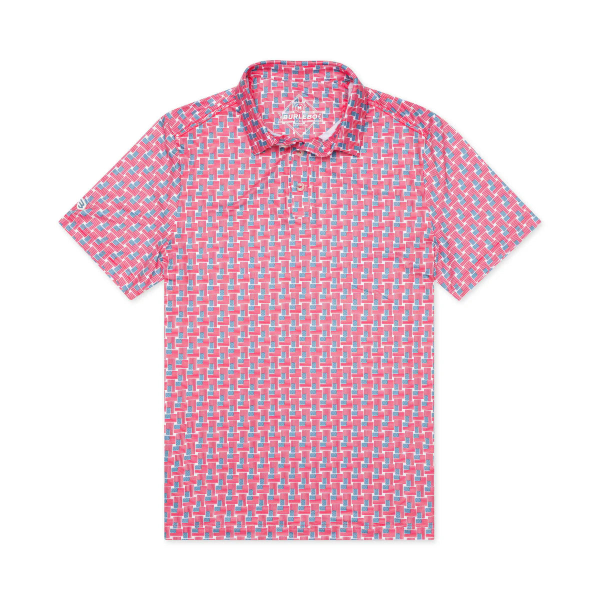 American Flag Print Performance Polo