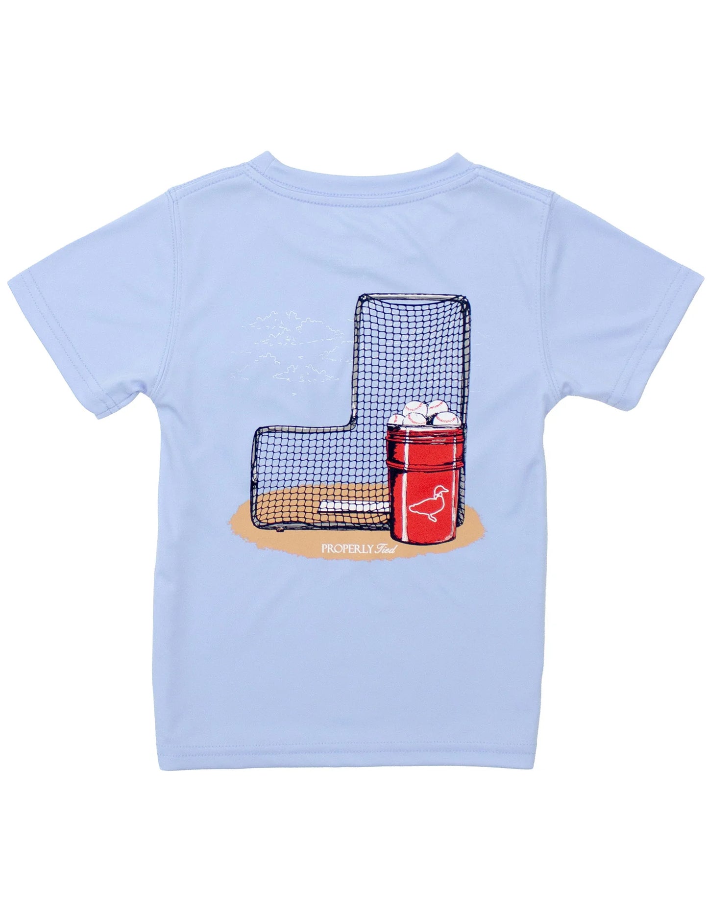 Baseball Bucket Performance Tee- Light Blue