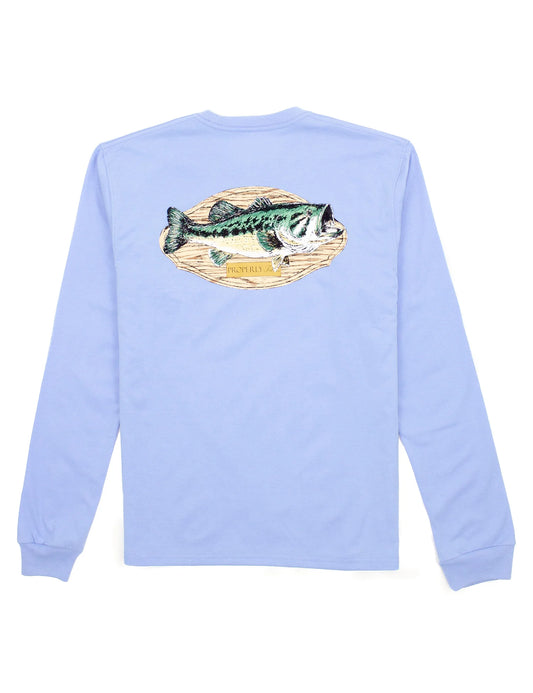Bass Mount Long Sleeve Tee- Light Blue