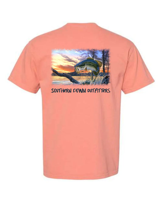 Bass Jumping Tee- Salmon