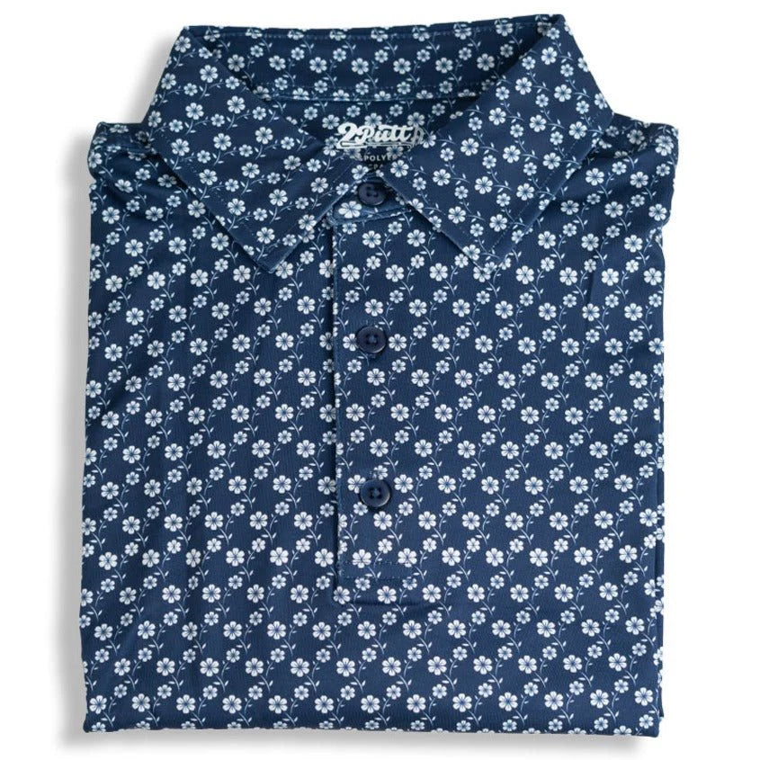 Floral Polo- Blue