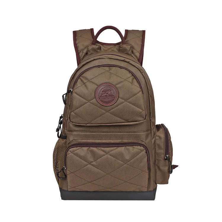Brown Quilted Bookbag with Leather Patch