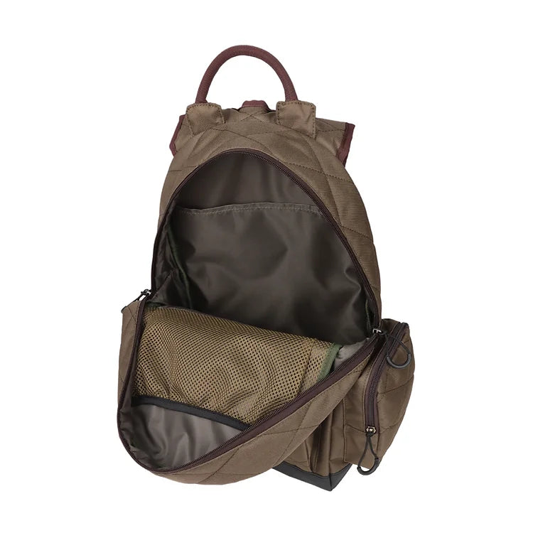 Brown Quilted Bookbag with Leather Patch