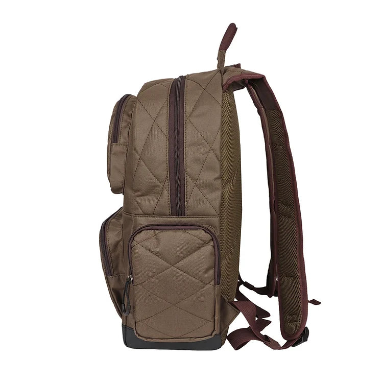 Brown Quilted Bookbag with Leather Patch