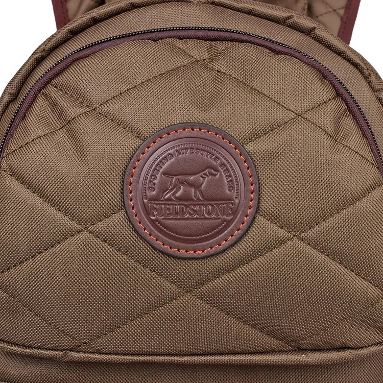 Brown Quilted Bookbag with Leather Patch