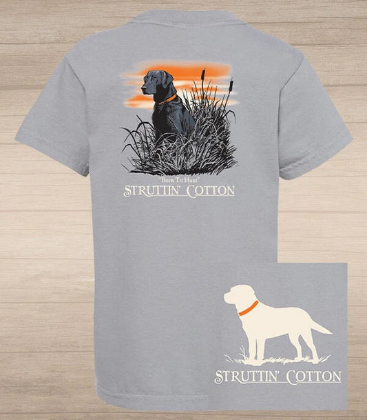 Youth Born to Hunt Tee- Granite