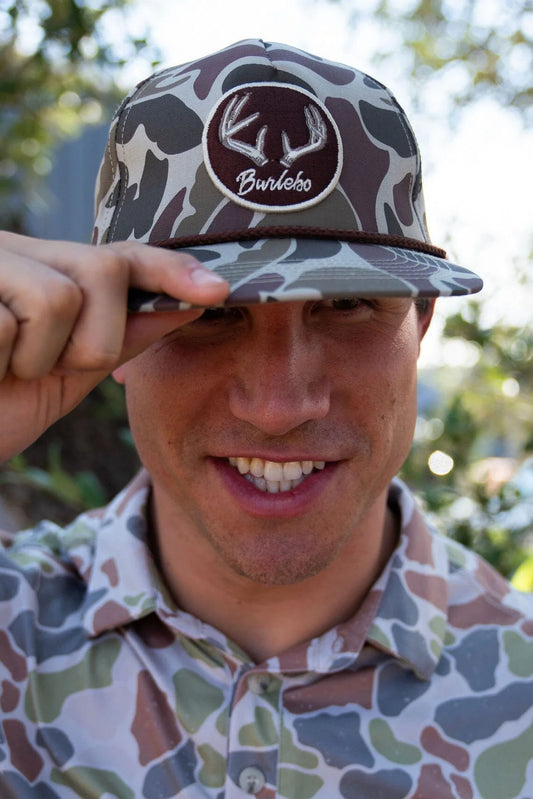 Camo Antler Patch Rope Hat