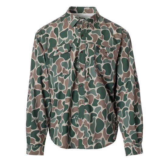 Roost Long Sleeve Button Down- Backwoods Camo