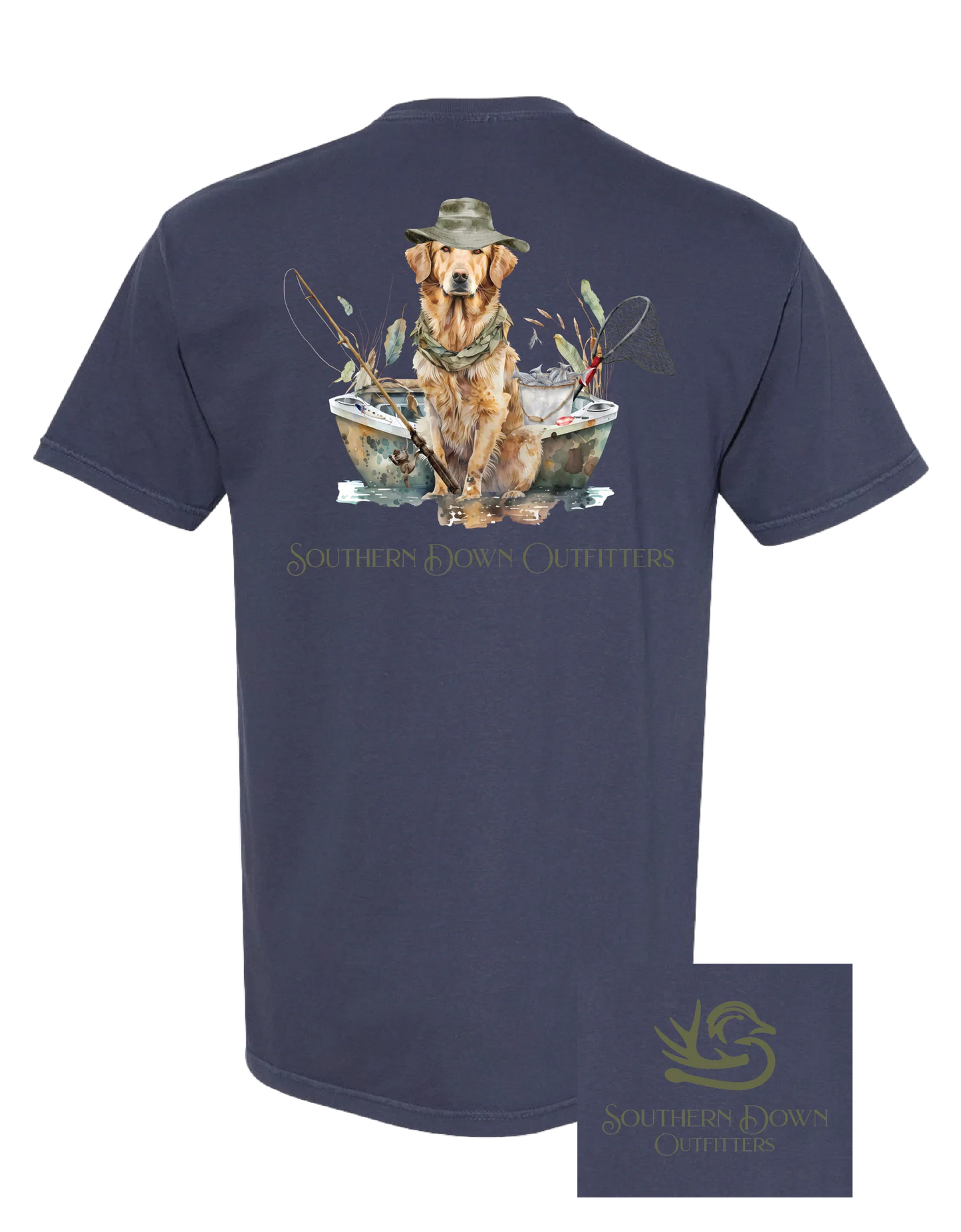 Dog In Boat Tee- Navy