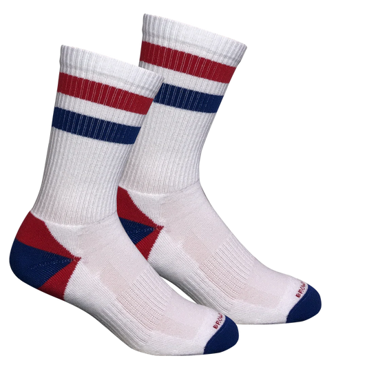 Double Up Short Ribbed Socks- Red and Blue