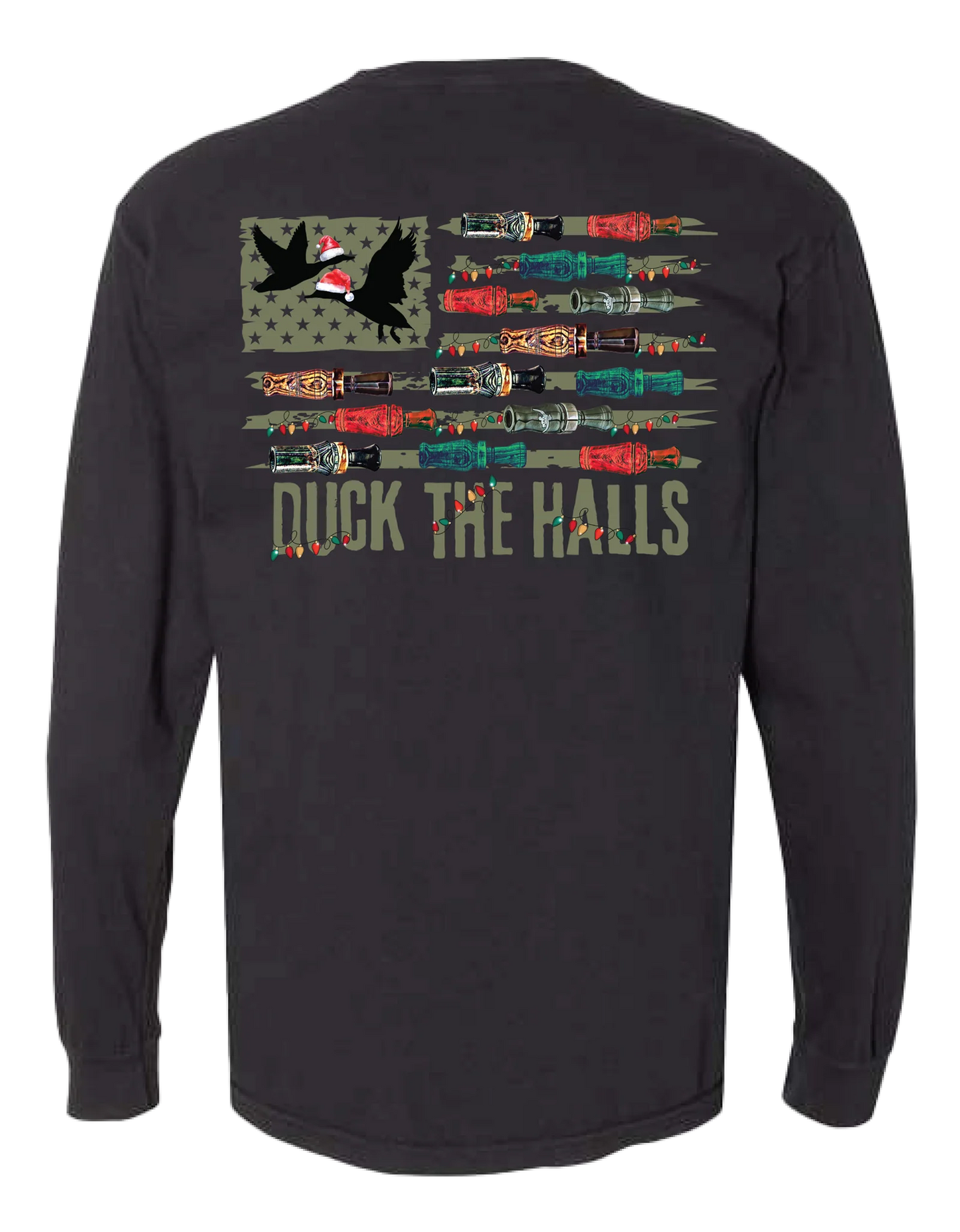 Duck the Halls Long Sleeve Tee- Black