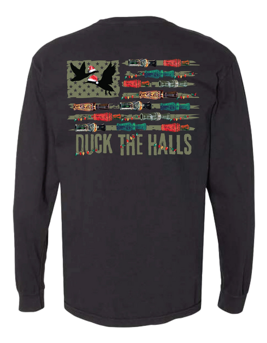 Duck the Halls Long Sleeve Tee- Black