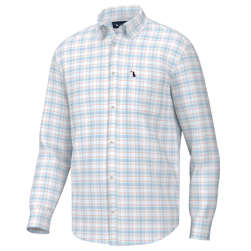 Evans Coral and Teal Button Down