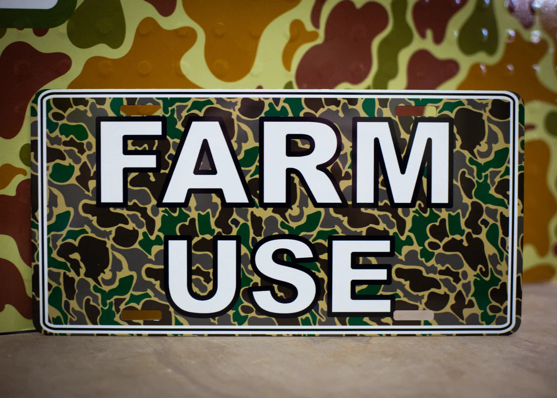 Farm Use License Plate- Camo
