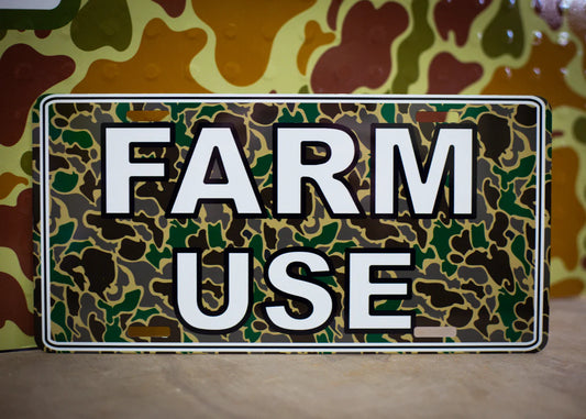 Farm Use License Plate- Camo