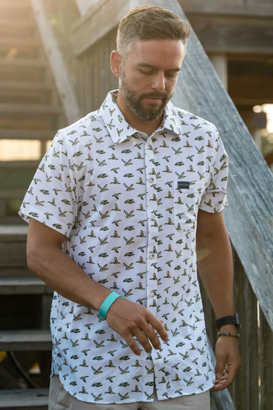 Flying Duck Button Up- White