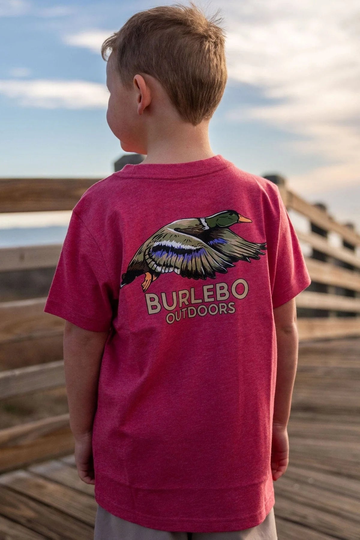 Youth Flying Duck Tee- Heather Crimson