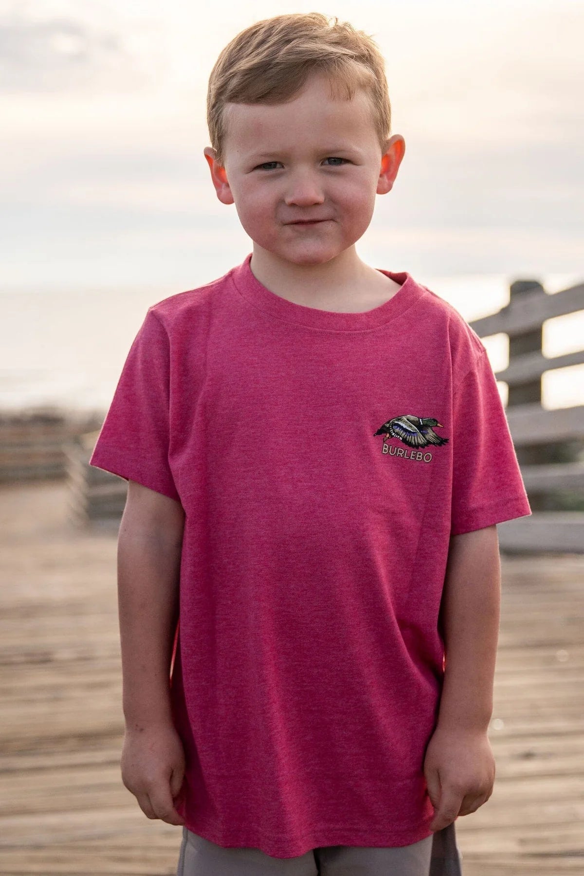 Youth Flying Duck Tee- Heather Crimson
