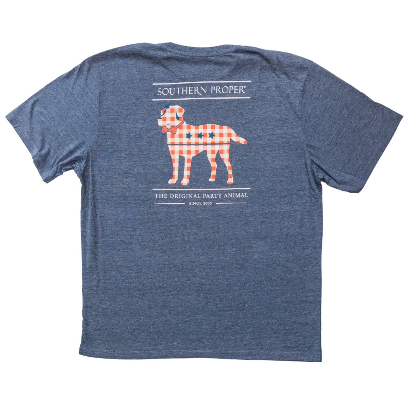Gingham Party Animal Tee- Navy