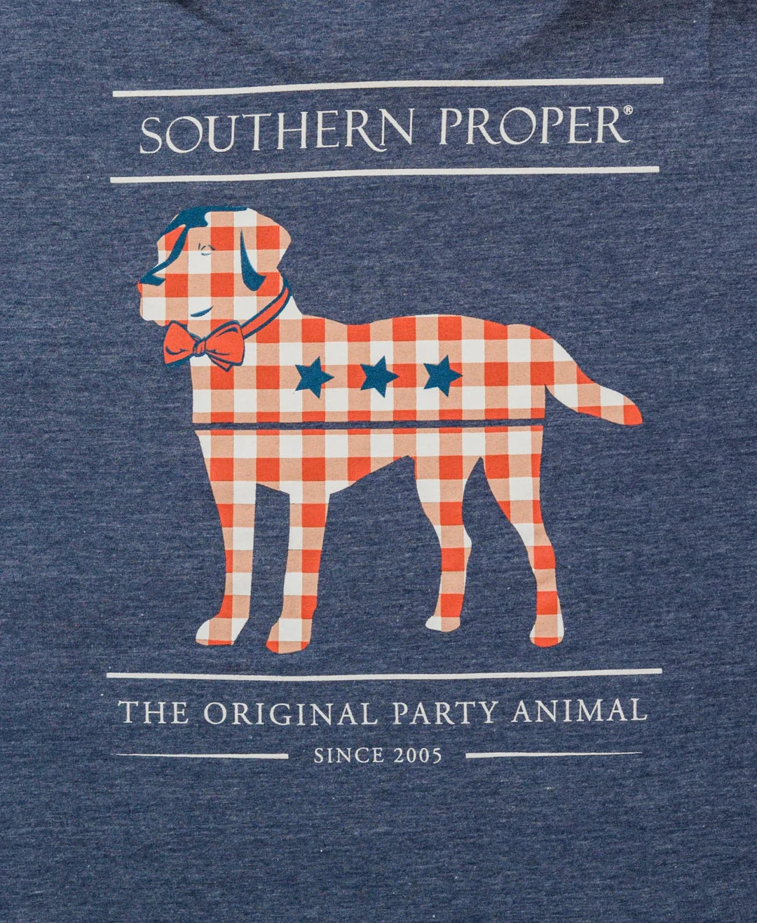 Gingham Party Animal Tee- Navy
