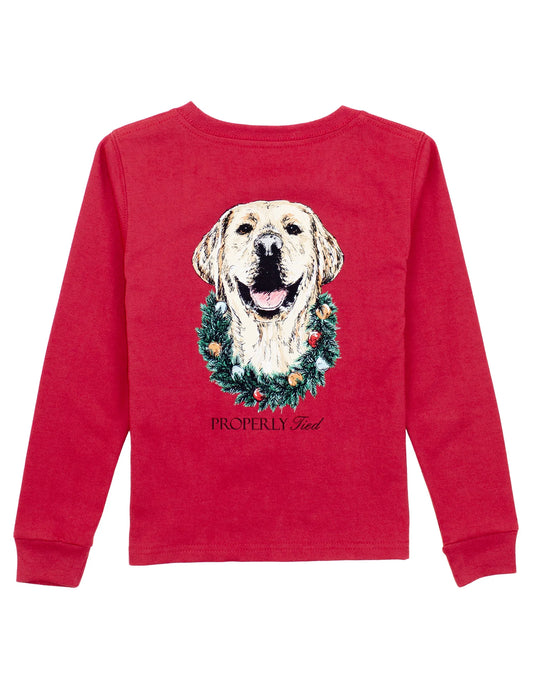 Boys Deck the Paws LS Tee - Cabernet