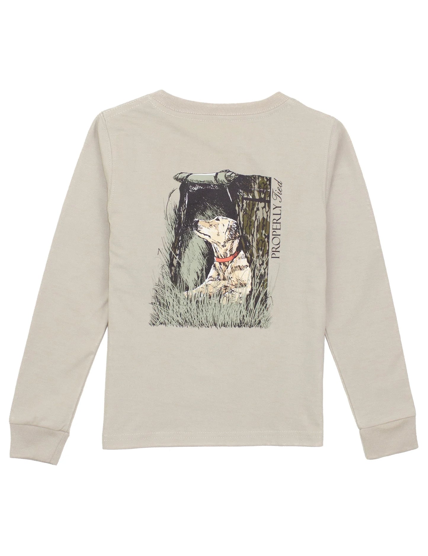 Boys Mossy Oak Lab Long Sleeve Tee- Linen