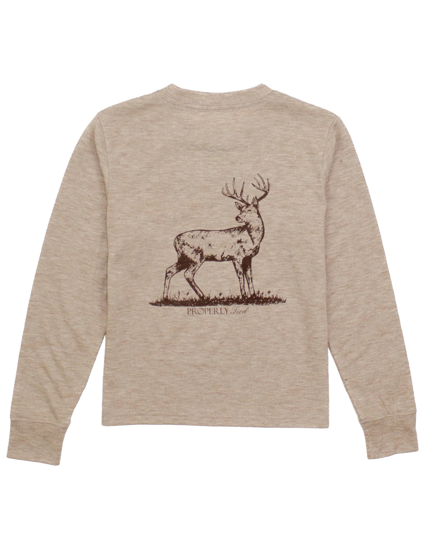 Boy's Portland Pocket Tee LS Whitetail - Sand