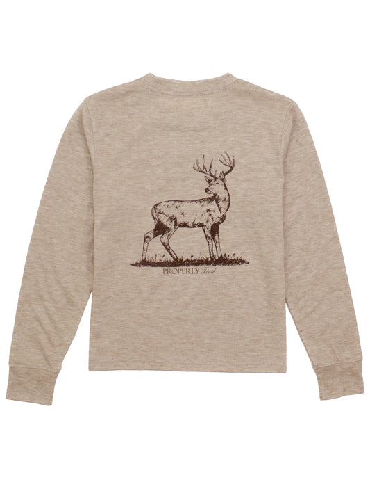 Boy's Portland Pocket Tee LS Whitetail - Sand