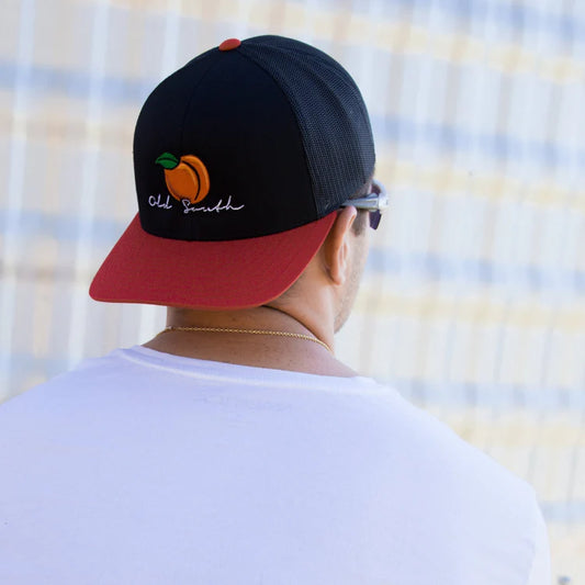 Peach Hat- Red and Black