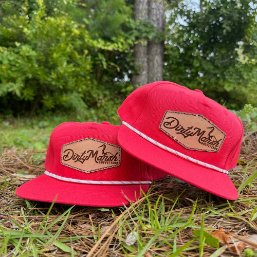 Shoreline Leather Patch Hat- Crawfish Red